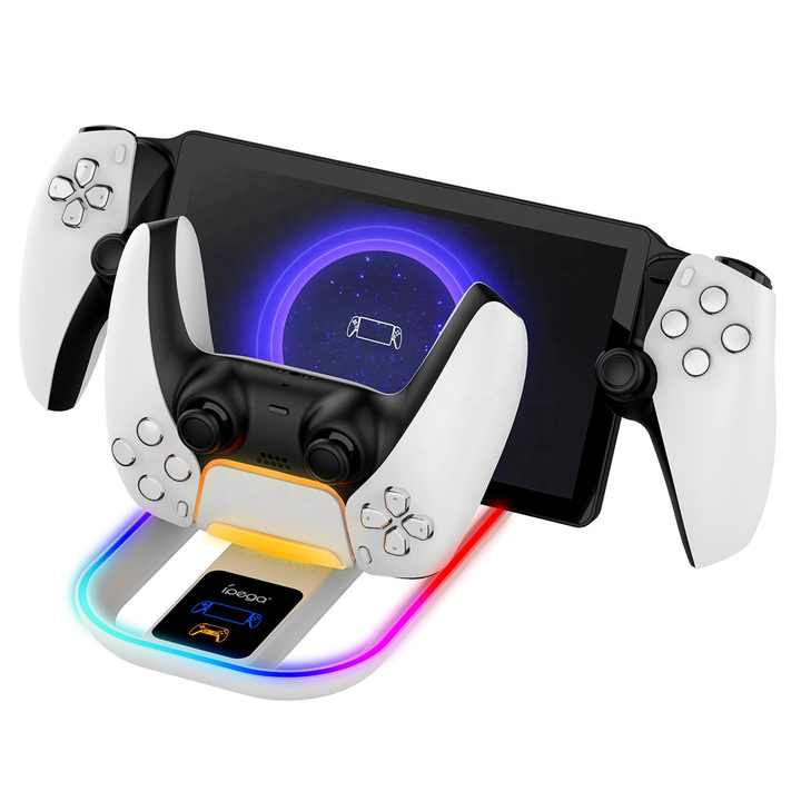 iPega Charger Base With RGB Light For PS5 Portal & Gamepad Charging Dock iPega Charger Base With RGB Light For PS5 Portal & Gamepad Charging Dock